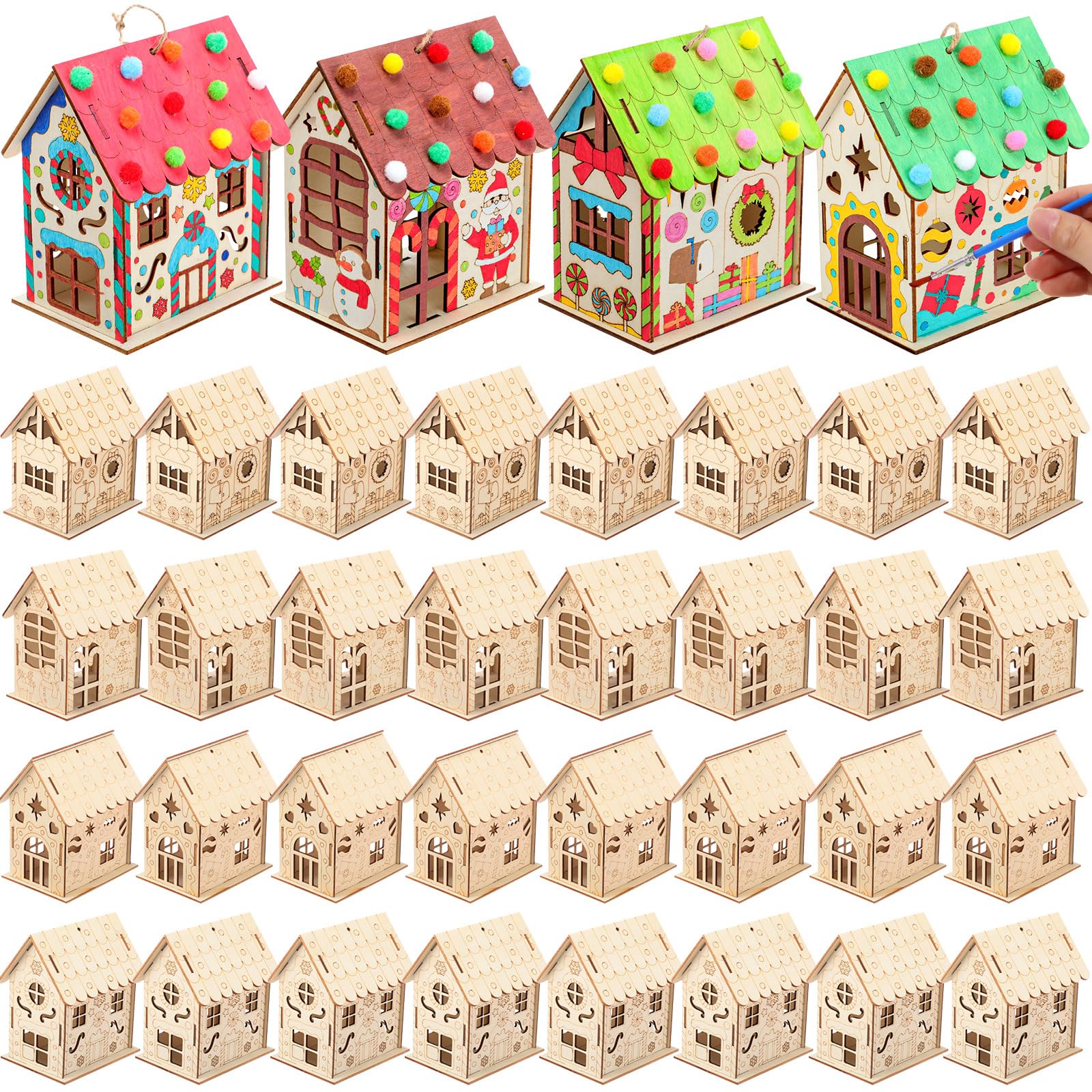 Amazon.com: DoubleFill 12 Pcs Wood Gingerbread House Craft Kit for